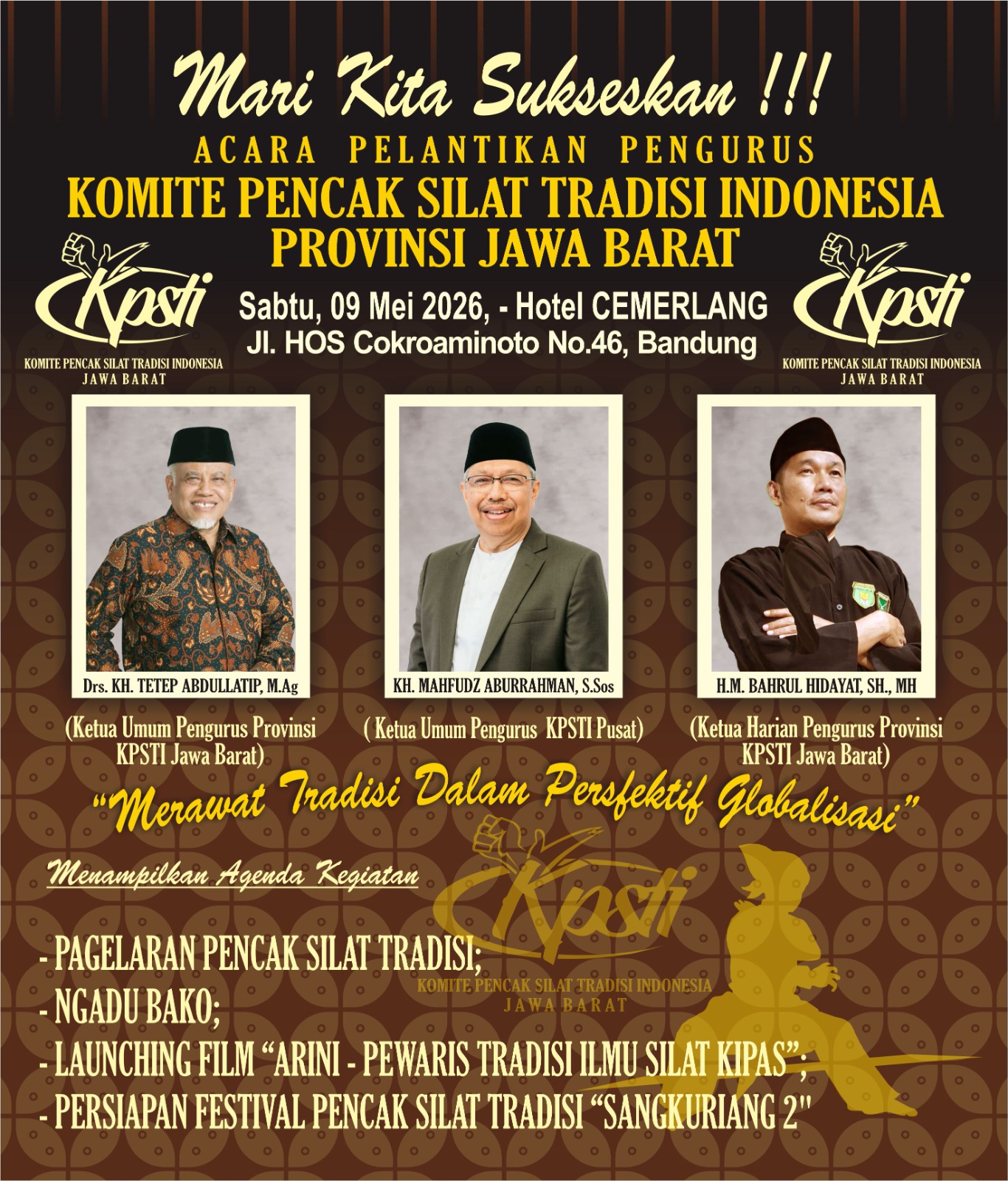 H. Asep Dedi Tokoh Pencak Silat Mendukung Penuh Pelantikan Pengurus Komite Pencak Silat Tradisi Indonesia (KPSTI) Provinsi Jawa Barat